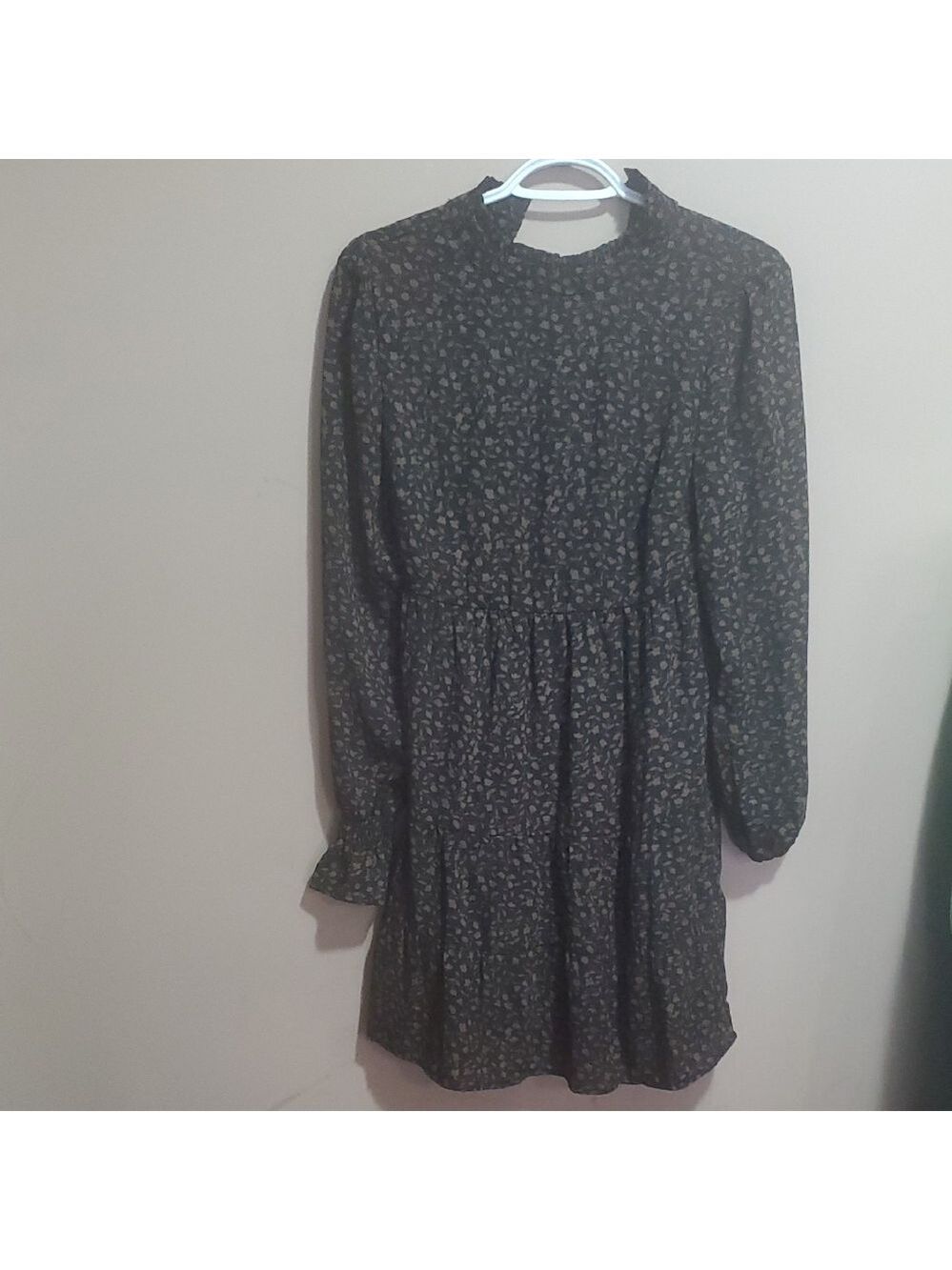 Forever 21 Black And Brown Long Sleeve Floral Long Sleeve Dress Size Small